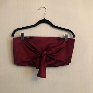 MAROON WINE SILK TUBE TOP